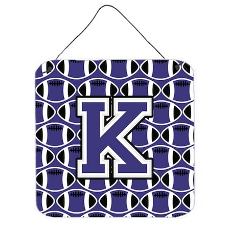 Carolines Treasures Letter K Football Purple and White Wall or Door Hanging Prints CJ1068-KDS66